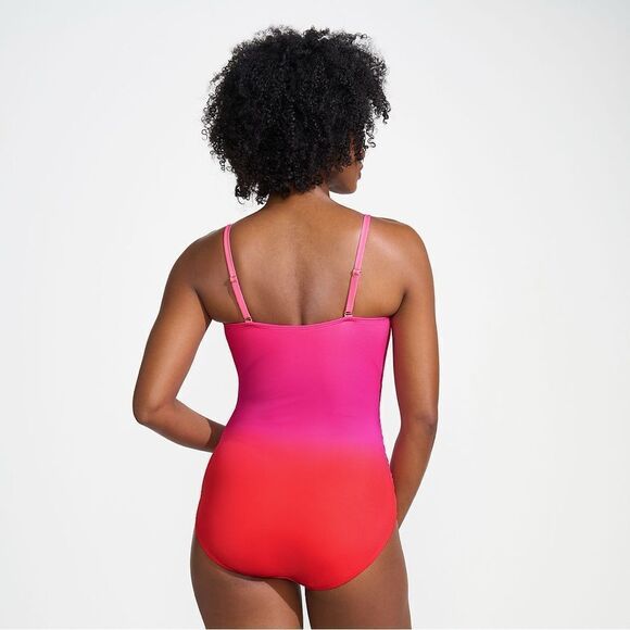 Land's End Plus size One piece Bandeau Slendersuit pink multi ombre Various Size - Picture 5 of 8